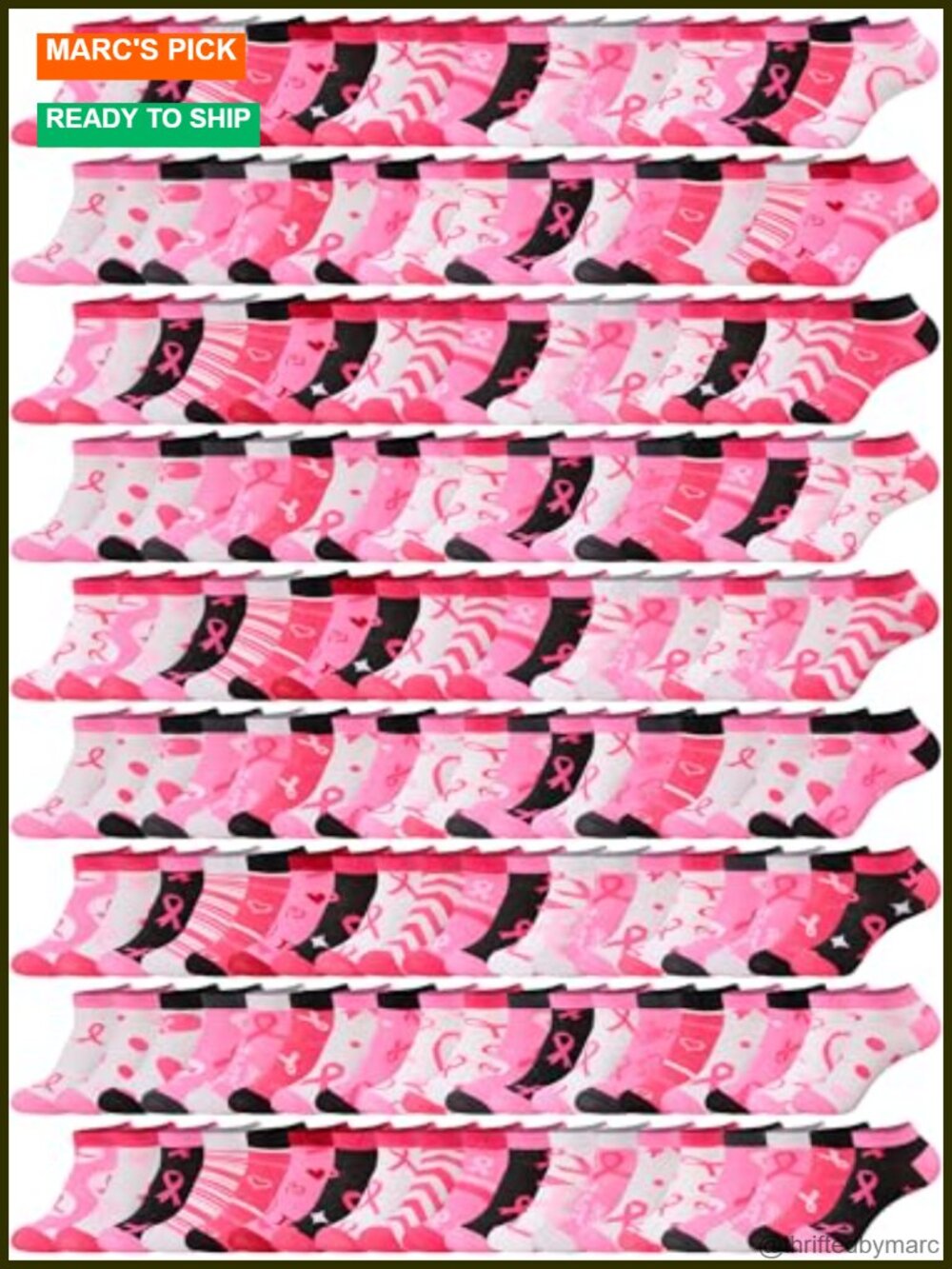 180 Pairs Breast Cancer Awareness Ankle Socks Polyester Women's Novelty Low Cut